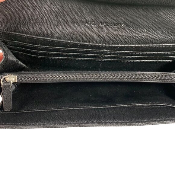 Michael Kors Large MK Signature Fulton Flap Continental Wallet Black PVC - Picture 13 of 14